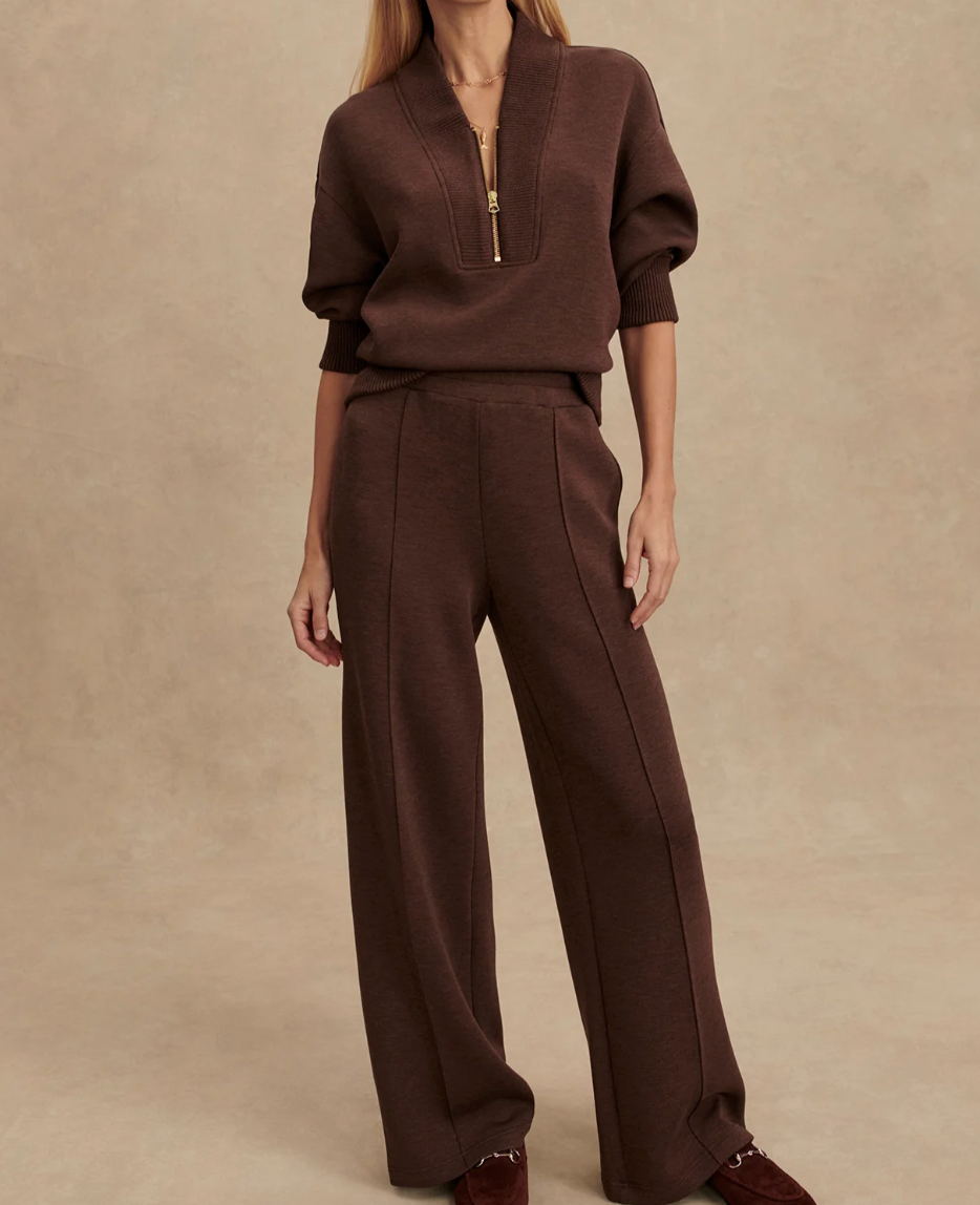 The Wide Leg Pant 28" in Coffee Bean Marl - Lukka Boutique