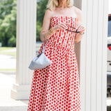 Rahi Midi Dress in Celeste Spot Red - Lukka Boutique