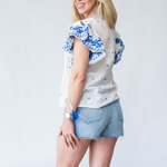 Mina Embellished Top in Ivory - Lukka Boutique
