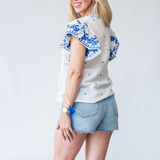 Mina Embellished Top in Ivory - Lukka Boutique