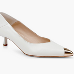 Garlan Kitten Heel Pump in Pearl Leather - Lukka Boutique