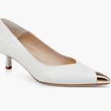 Garlan Kitten Heel Pump in Pearl Leather - Lukka Boutique
