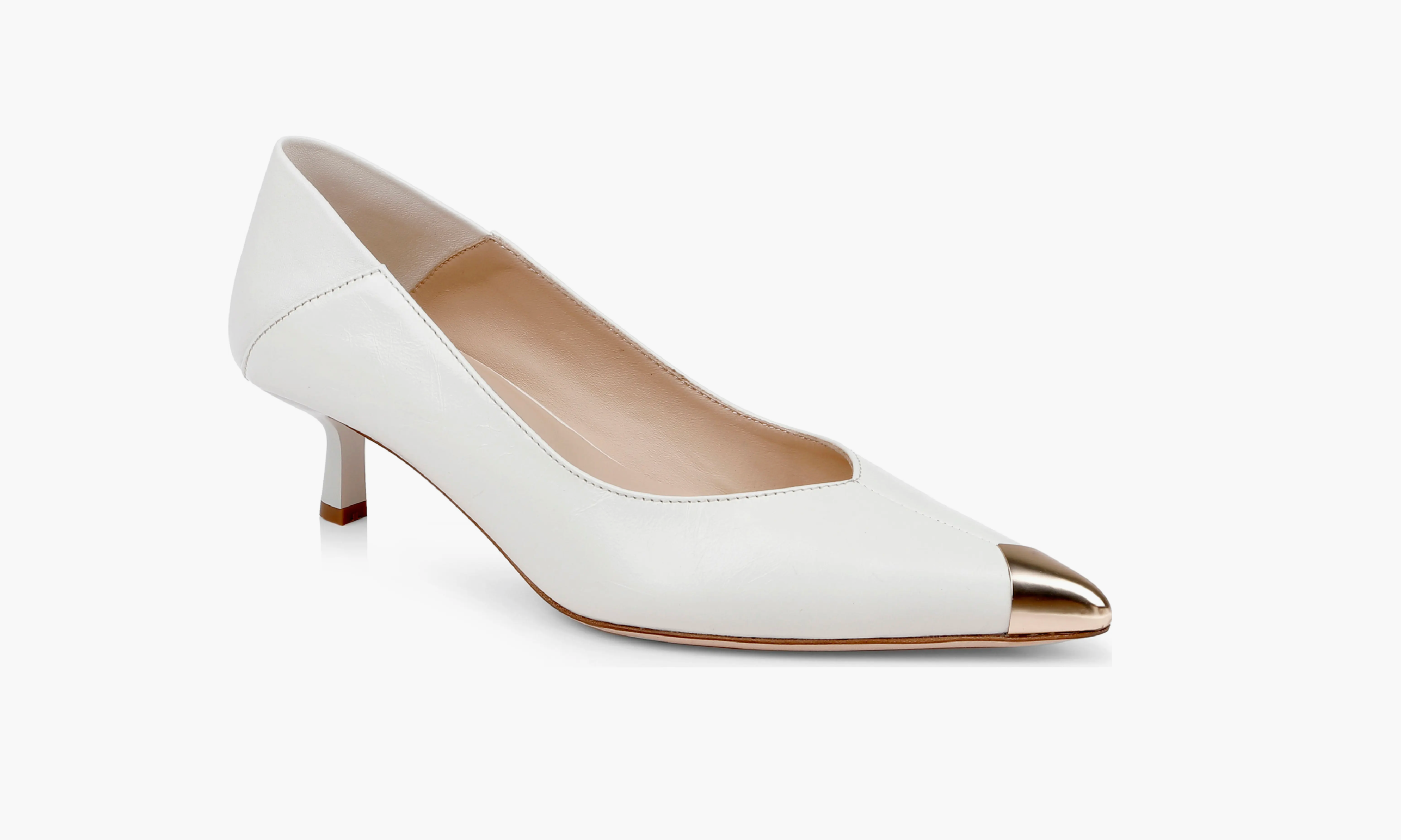 Garlan Kitten Heel Pump in Pearl Leather - Lukka Boutique