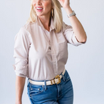 Barry Shirt in Tan Mini Stripe - Lukka Boutique