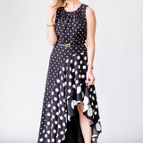 Spencer Polka Dot Combo Sleeveless Ruffle Dress