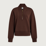 Sally Half Zip Sweat in Coffee Bean Marl - Lukka Boutique