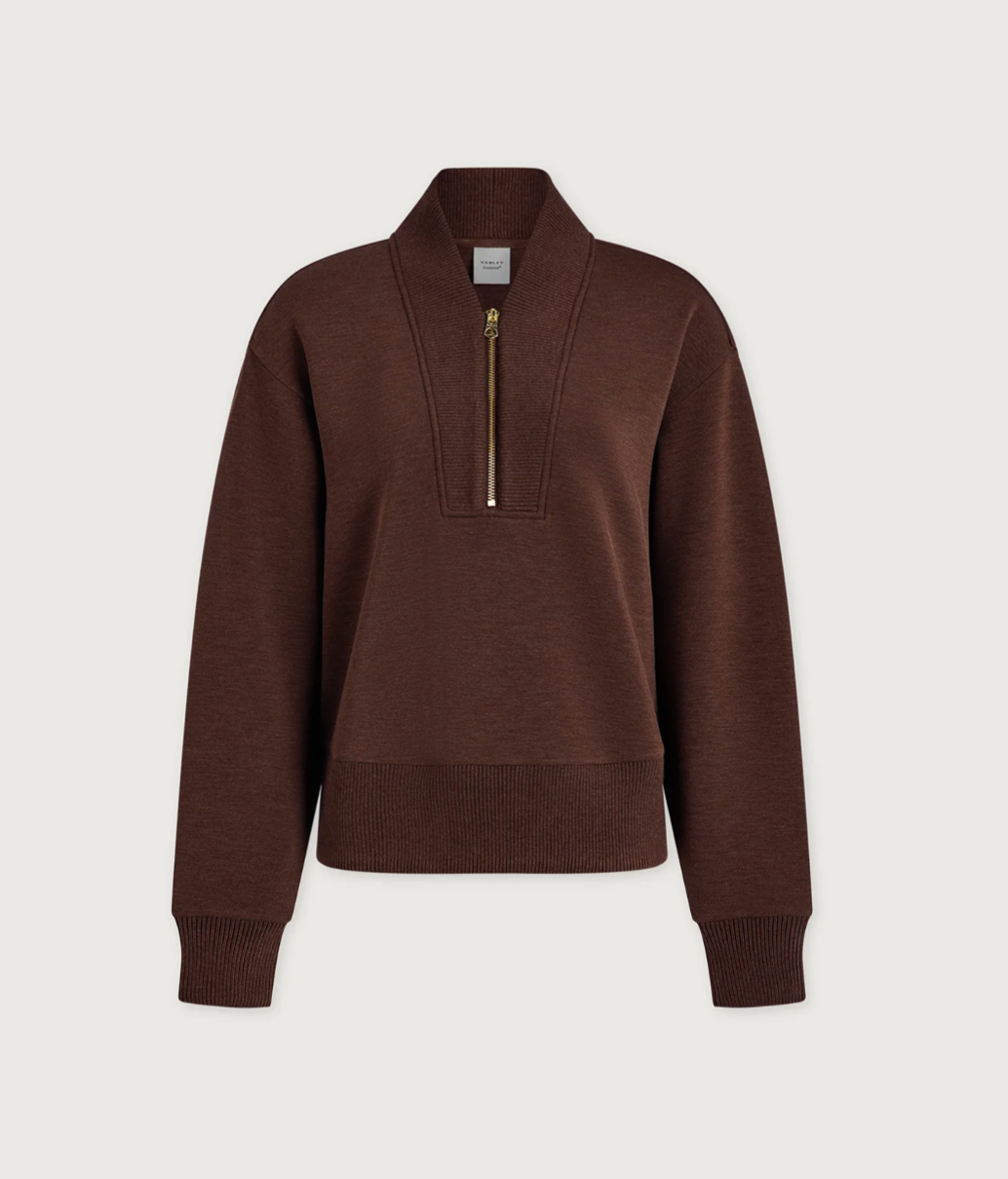 Sally Half Zip Sweat in Coffee Bean Marl - Lukka Boutique