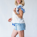 Mina Embellished Top in Ivory - Lukka Boutique