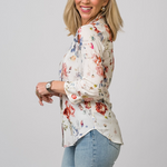Camille 3/4 Sleeve Blouse in Watercolor - Lukka Boutique