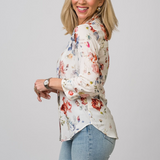 Camille 3/4 Sleeve Blouse in Watercolor - Lukka Boutique