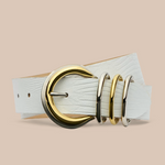 Tobar Leather Belt in White Lizard Embossed - Lukka Boutique