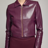 Lola Vegan Leather Jacket in Plum