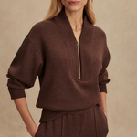 Sally Half Zip Sweat in Coffee Bean Marl - Lukka Boutique