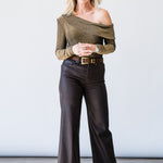 Anessa Wide Leg Jean in Chicory Coffee Luxe Coating - Lukka Boutique