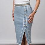 Arcadia Denim Skirt in Light Blue - Lukka Boutique