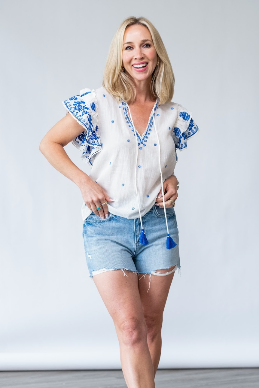 Mina Embellished Top in Ivory - Lukka Boutique