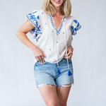 Mina Embellished Top in Ivory - Lukka Boutique