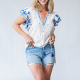 Mina Embellished Top in Ivory - Lukka Boutique