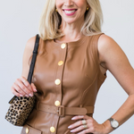 Ronin Short Sleeve Mini Dress in Soft Cognac - Lukka Boutique