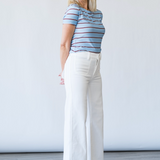 Ressi Crew Tee in Light Brie Stripe - Lukka Boutique