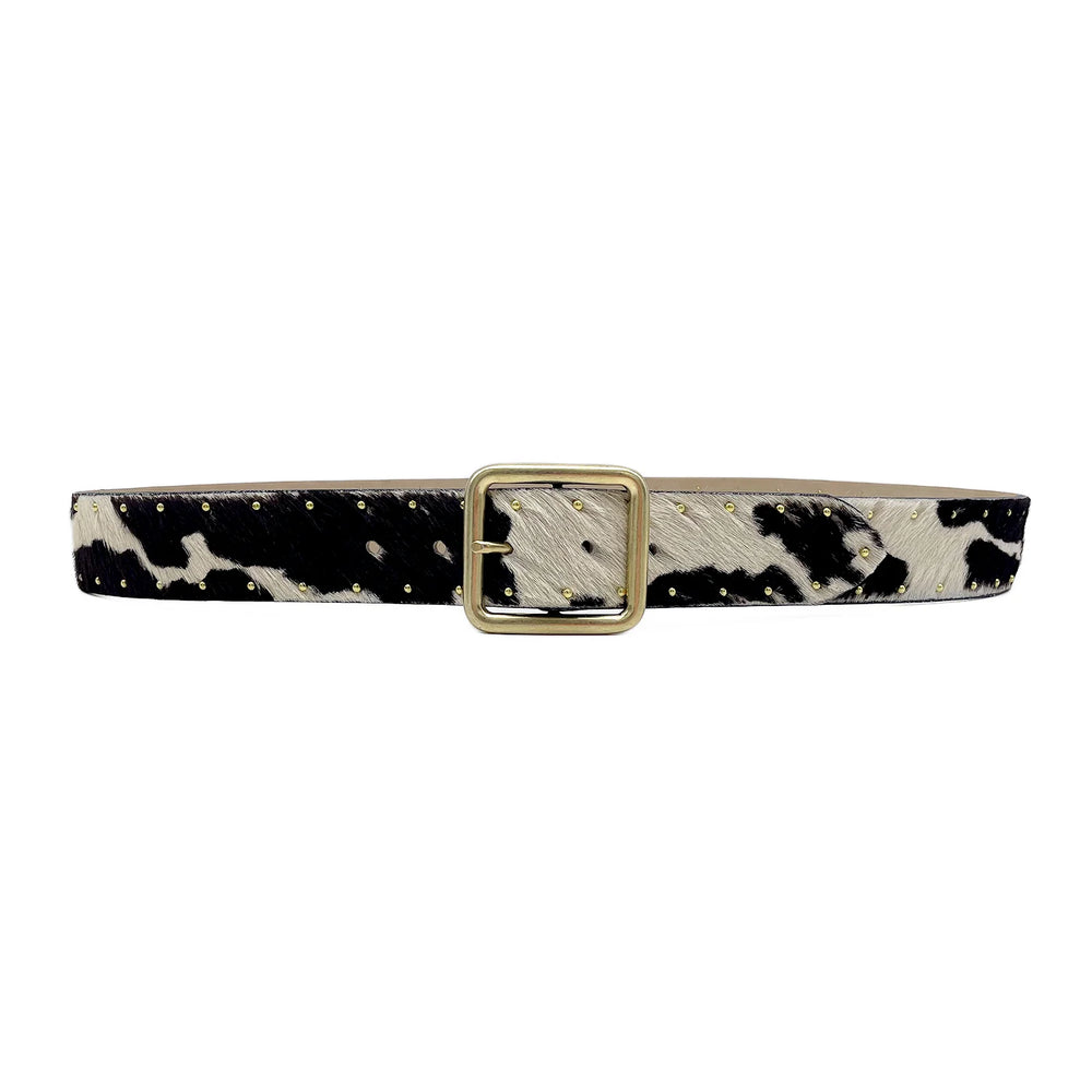 Cow Print Hair Belt With Studs