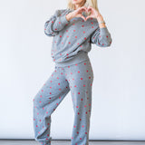 Devyn Oversized Sweatshirt in Red Love Hearts - Lukka Boutique
