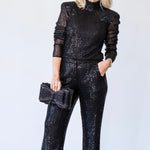 Olivian Beaded Mesh Pant in Black - Lukka Boutique