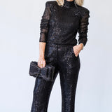 Olivian Beaded Mesh Pant in Black - Lukka Boutique