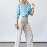 Barry Tailored Button-Up Shirt in Blue Stripe - Lukka Boutique