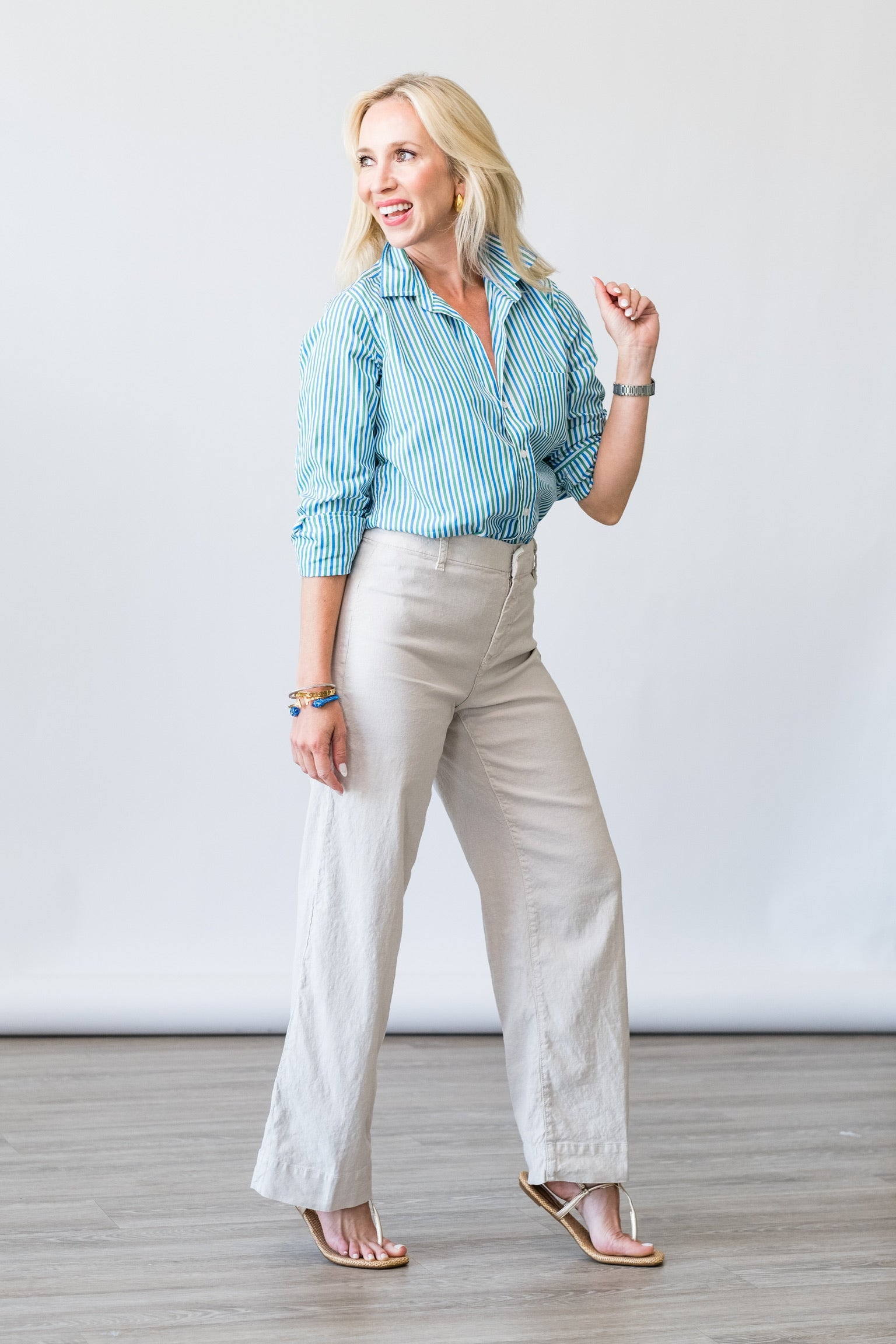 Barry Tailored Button-Up Shirt in Blue Stripe - Lukka Boutique