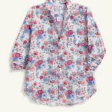 Relaxed Button Up Shirt in Pink Red Blue Flowers