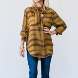 The Silk Oversized Tie Shirt in Light Tiger Multi