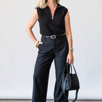 Hally Half Zip Rib Vest in Black Fleck - Lukka Boutique