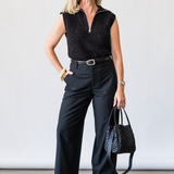 Hally Half Zip Rib Vest in Black Fleck - Lukka Boutique