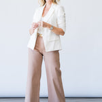 Toby One Button Jacket in Oyster - Lukka Boutique