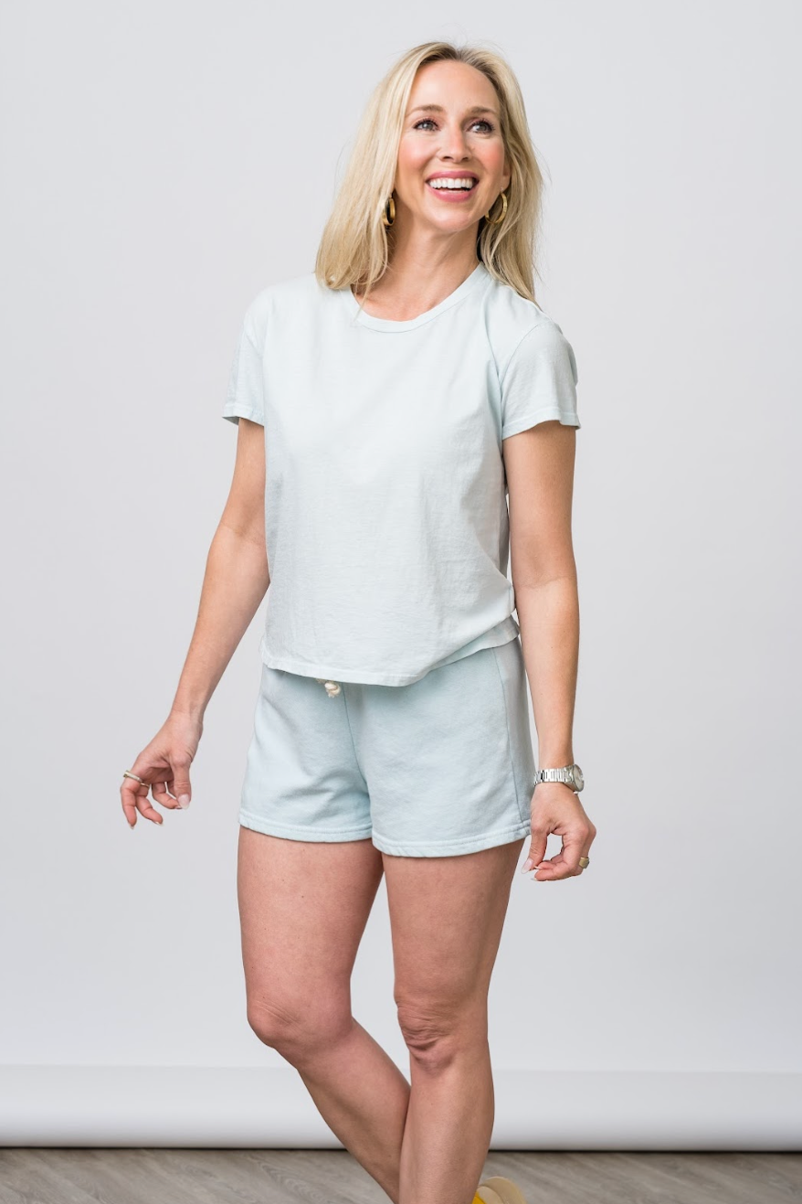 Harley Boxy Crew Tee in Iced Aqua - Lukka Boutique