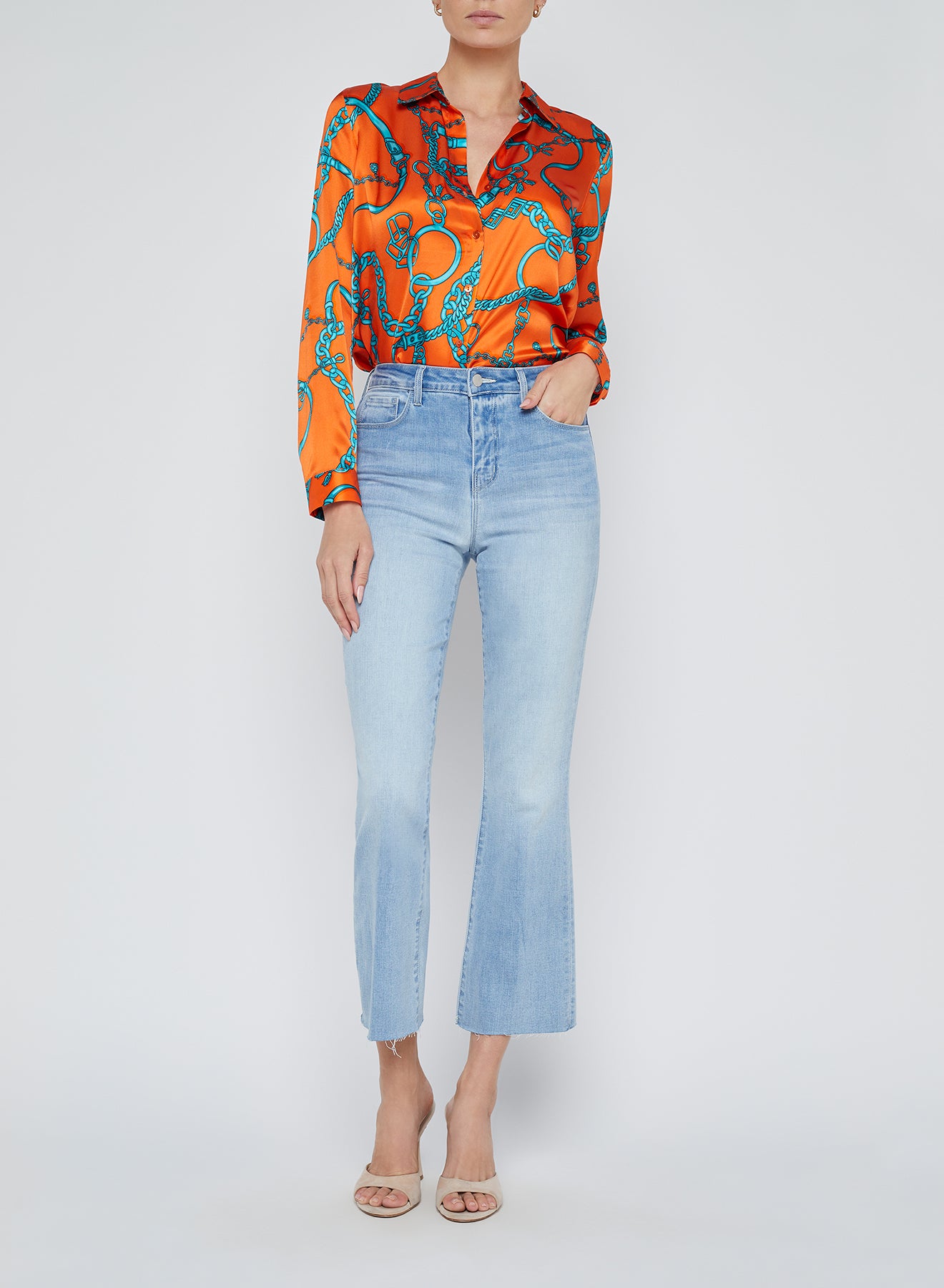 Kendra High Rise Crop Flare in Dorian - Lukka Boutique