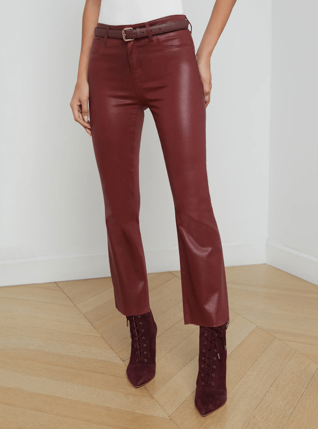 Kendra Coated Crop High Rise Flare - Lukka Boutique