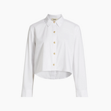 Cosette Crop Hi Low Shirt in White/Gold