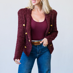 Bethany Knit Blazer in Dark Syrah/Gold - Lukka Boutique