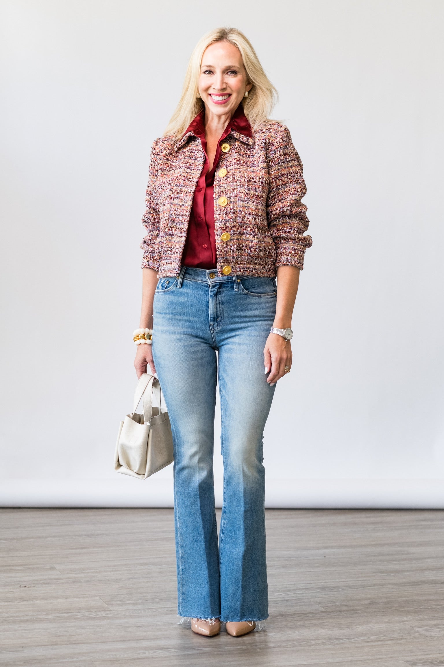 Jia Crop Jacket in Mauve Tweed - Lukka Boutique