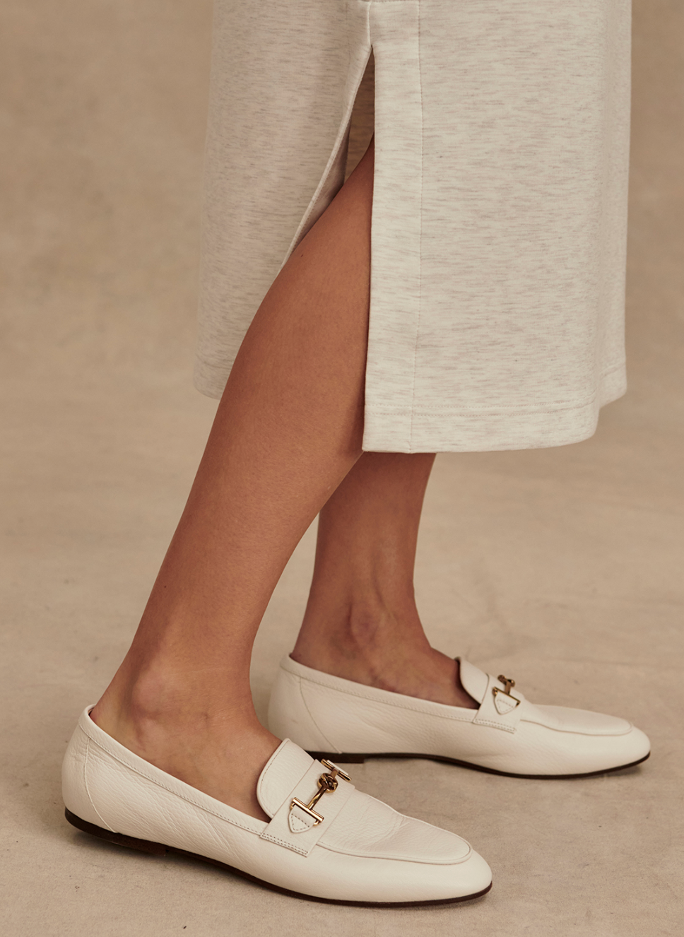 Beatrice Midi Dress in Ivory Marl - Lukka Boutique