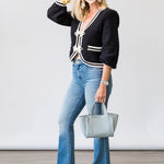 Kaito Crop Cardigan in Black - Lukka Boutique