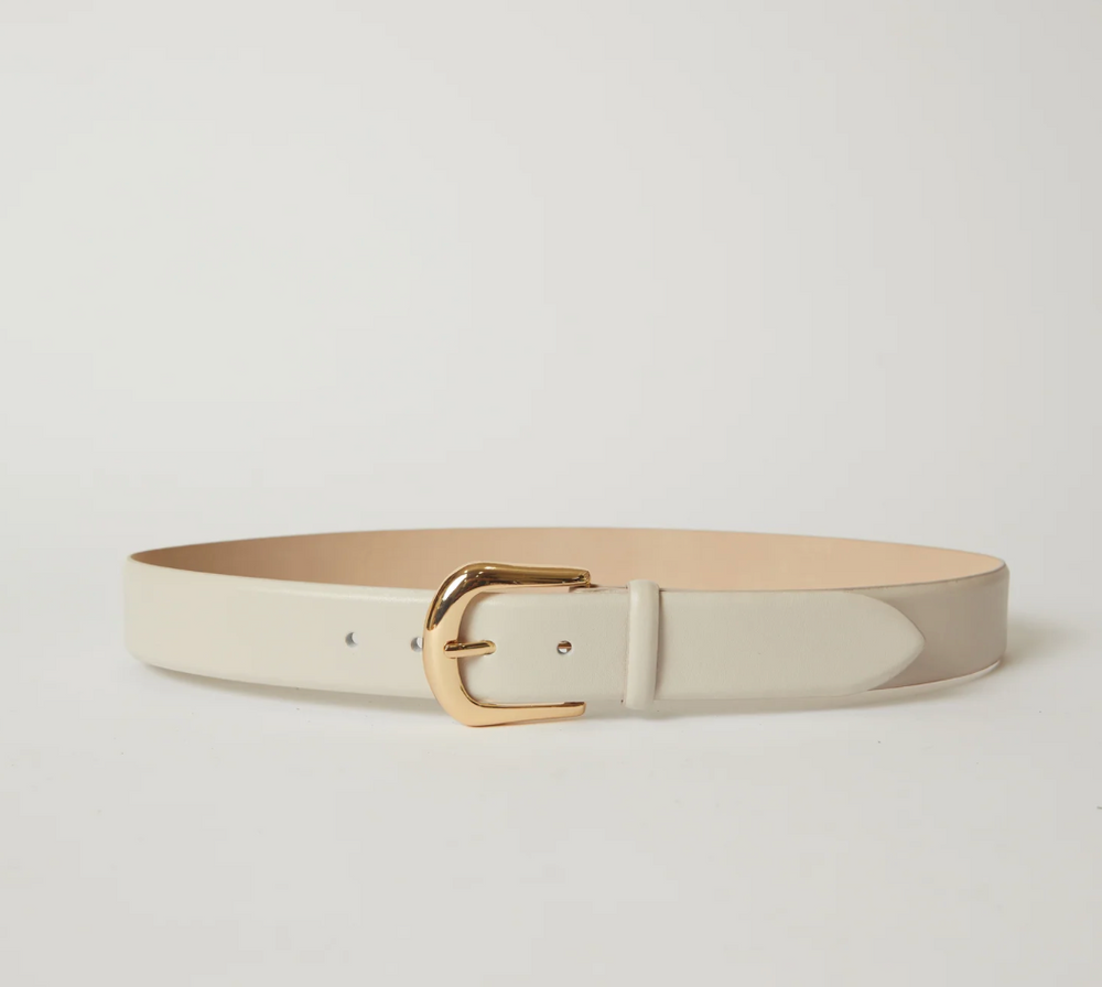 Kennedy Leather Belt in Bone Gold