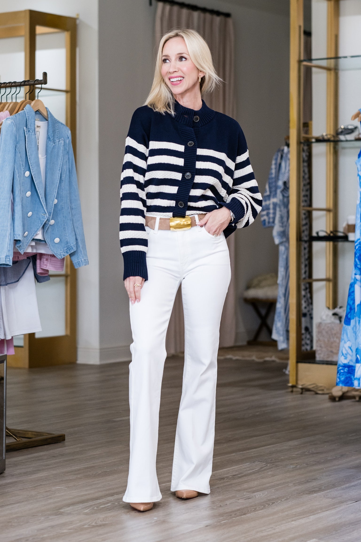 The Variation Femme Cardi in Navy Multi - Lukka Boutique