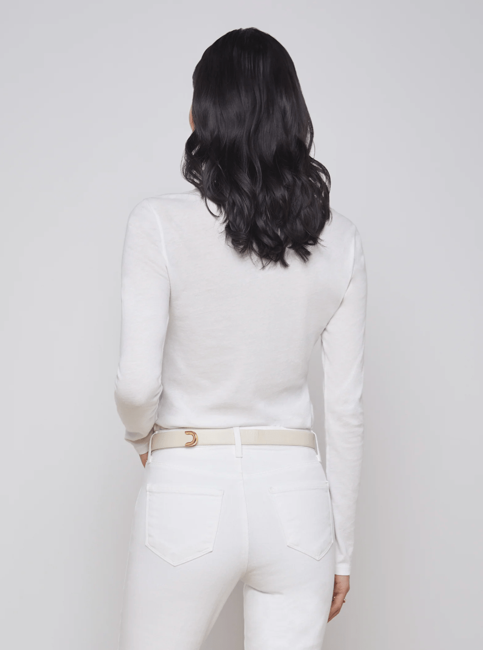 Tess Long Sleeve Tee in Ivory - Lukka Boutique