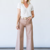Anessa Wide Leg Jean in French Latte Luxe Coating - Lukka Boutique