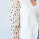 Kelsey Jacket in White Floral Linen - Lukka Boutique