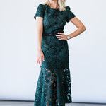 Tahila Tulip Garden Lace Dress in Dark Green - Lukka Boutique