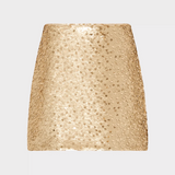 Modern Mini Gold Dot Sequin Skirt in Gold